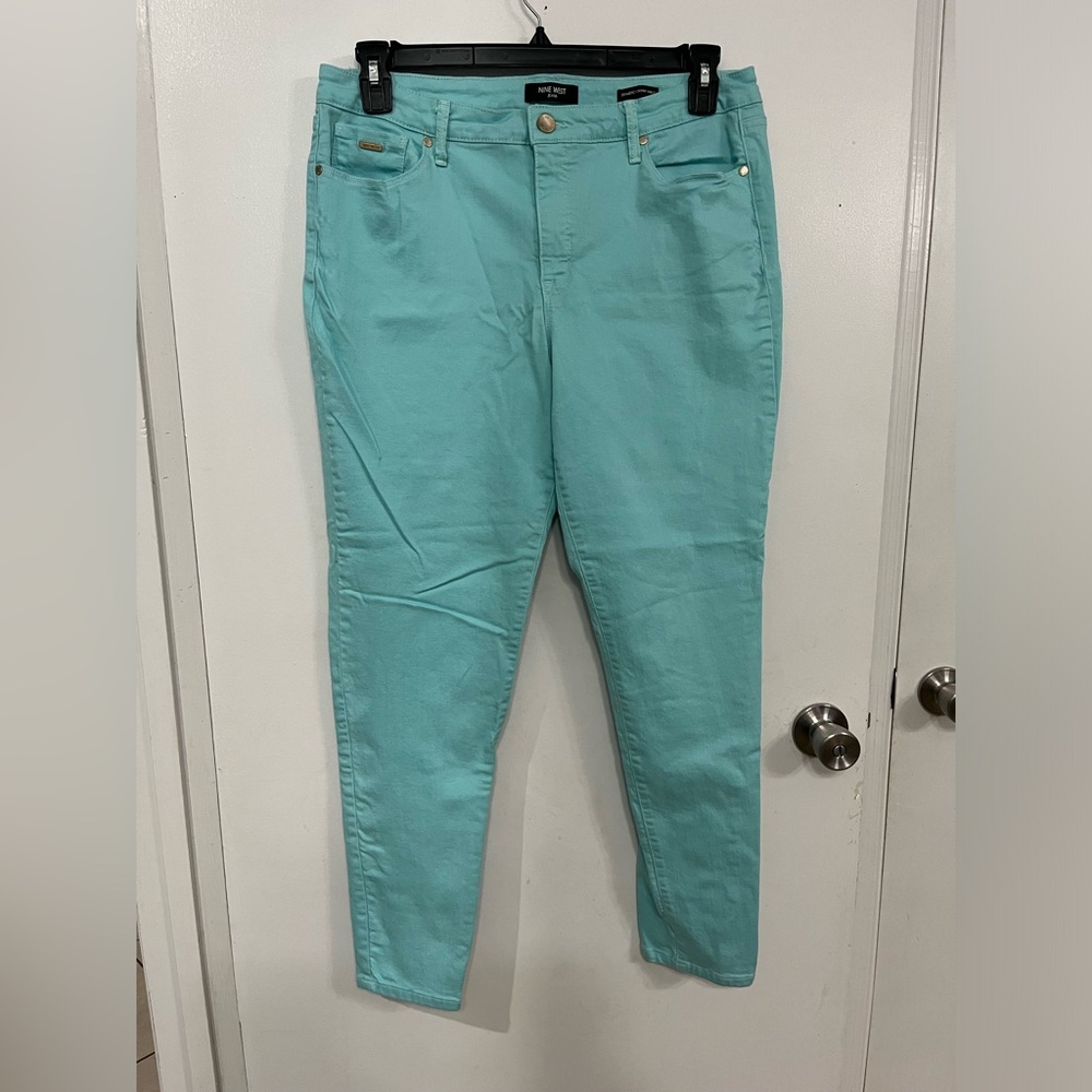 Nine West Gramercy Skinny Ankle Aqua Skinny Jeans, size 16